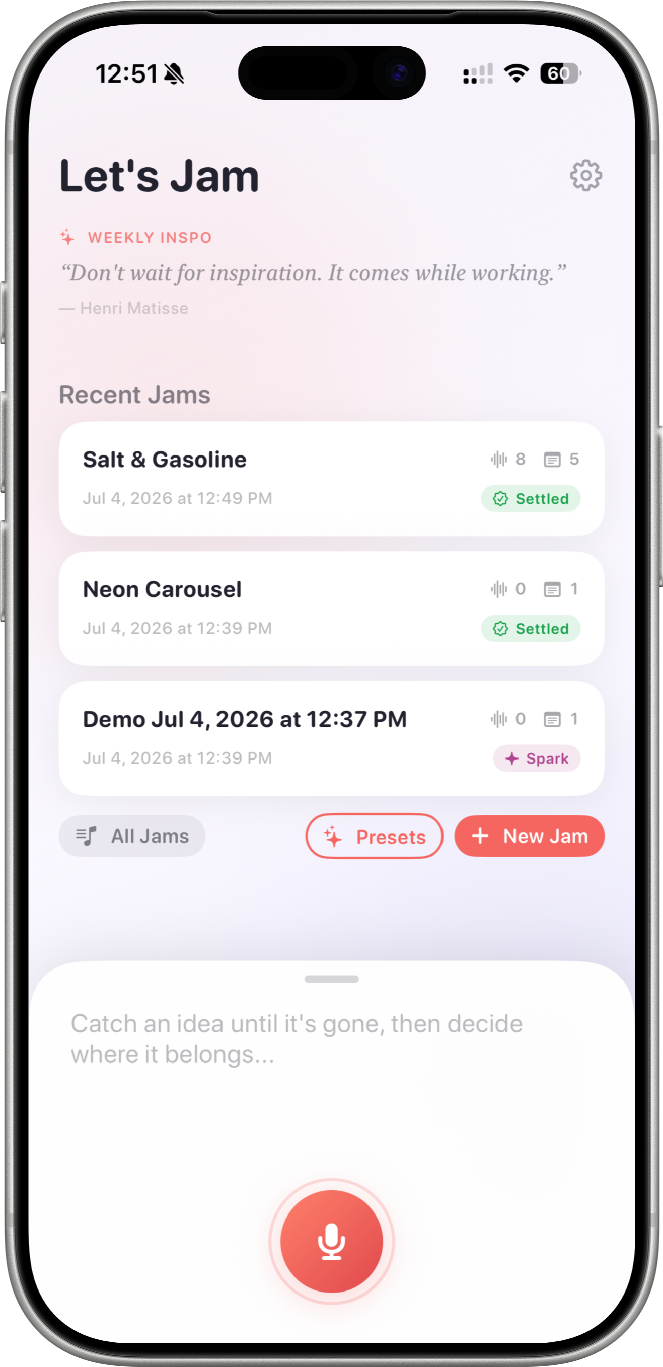 Jam Room main screen